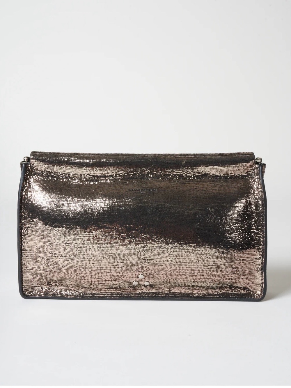 Jerome Dreyfuss Clic Clac Clutch in Lamé Champagne Metallic Leather Designer Bag